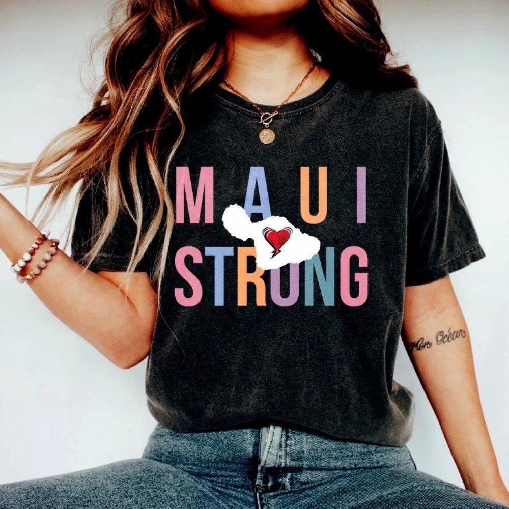 Retro Maui Strong Shirt, Maui Wildfire Relief Tee - Picture 1 of 4